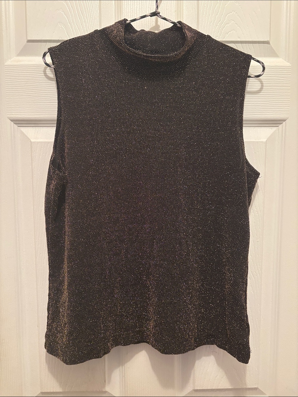 George Metallic Brown Sleeveless Mock Neck Tank